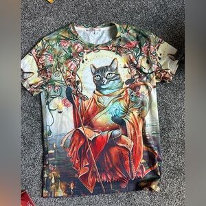 Colorful Cat Graphic Short SleeveT-Shirt